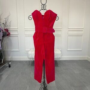 Amanda Uprichard hot pink velvet jumpsuit XS